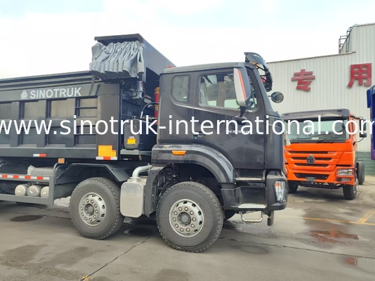 HOWO NX 380HP RHD Black Tipper Dump Truck Com Flap de Tarpaulin