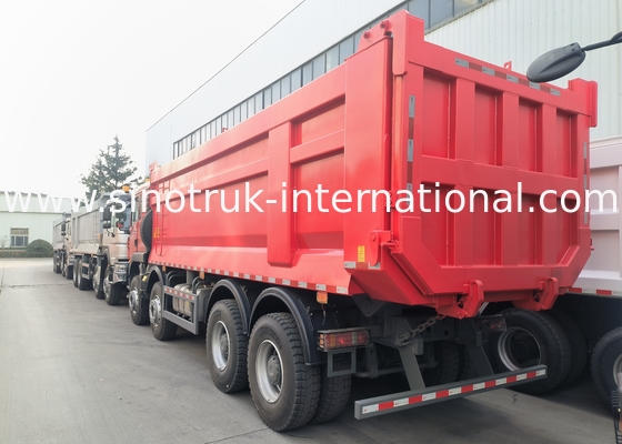 Sinotruk Howo Carregador de descarga Tx 400hp Euro 2 8 × 4 Lhd U Shape Cargo Box Vermelho