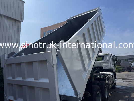 SINOTRUK HOHAN Howo Caminhão Basculante Basculante Elevação Média Motor Weichai 6 × 4 LHD Caixa de Carga Retangular Branco 19-20CBM