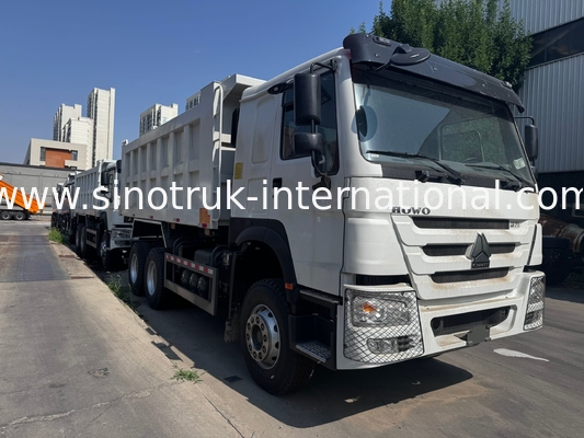 Motor SINOTRUK 371HP 6 × 4 LHD HOWO Caminhão Basculante Branco 19-20CBM Elevação Média