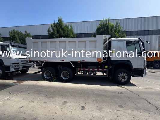 Motor SINOTRUK 371HP 6 × 4 LHD HOWO Caminhão Basculante Branco 19-20CBM Elevação Média