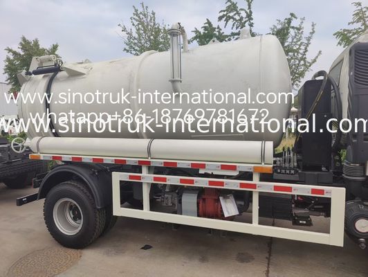 4*2 Direcção HOWO Caminhão de sucção de esgoto: Tanque de 6m3, 160 CV, pneus 8.00R20, camião de esgoto leve, veículo de saneamento eficiente