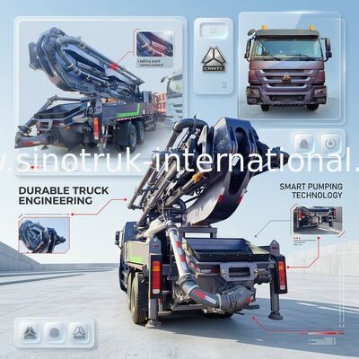 High Rise Mastery HOWO 380HP Smart Pump Trucks 52m Boom 6x4 Tração para verticais incomparáveis