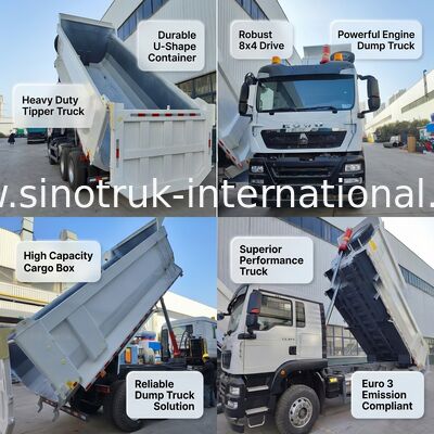 Caminhão basculante HOWO TX 6*4 Branco com Motor MAN de 390HP e Caixa de Carga de 20CBM para Desempenho Superior