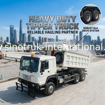 SINOTRUK 371HP 6 × 6 RHD HOWO Dump Truck Branco 19-20CBM Levante frontal totalmente acionado, com lonas, modelo popular na Guiana