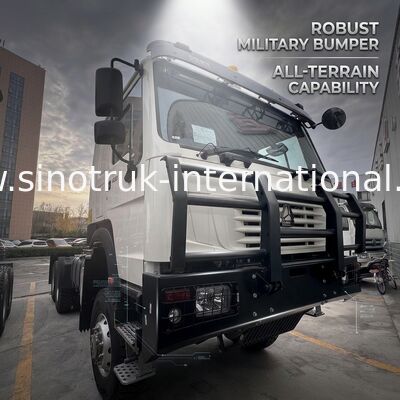 SINOTRUK HOWO Ghost Face cabina Tractor Truck 6X6 Euro 2 430 HP parachoque militar Branco
