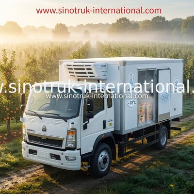 Consumo de baixa energia de HOWO 4×2 5-10 Ton Small Refrigerated Box Truck