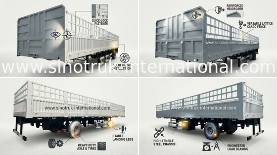 De Dropside caminhão de reboque de alta velocidade semi para os eixos logísticos da indústria 3