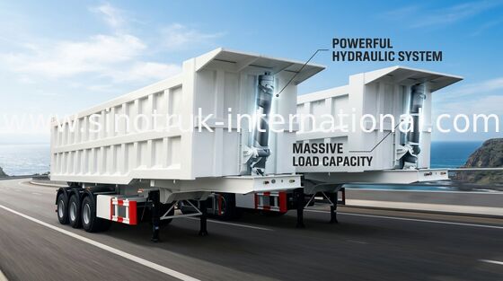 Do caminhão basculante caminhão de reboque de alta velocidade semi para a mineração e a construção 25-45 CBM
