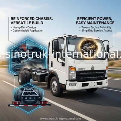 ZZ1047D3414C145 HOWO 4 * 2 caminhões leves 116HP Chassis