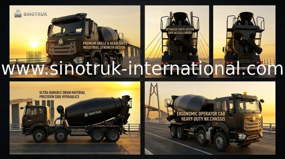 HOWO Mixer Truck 12CBM 380HP H77L Cabine Preto
