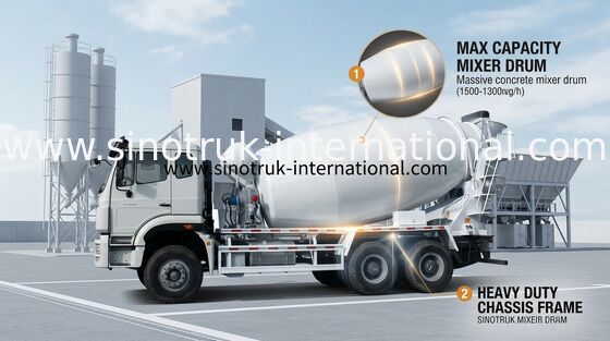 caminhão Euro2 290HP 6X4 RHD ZZ5255GJBM3846B1 do misturador concreto de 10CBM SINOTRUK HOHAN