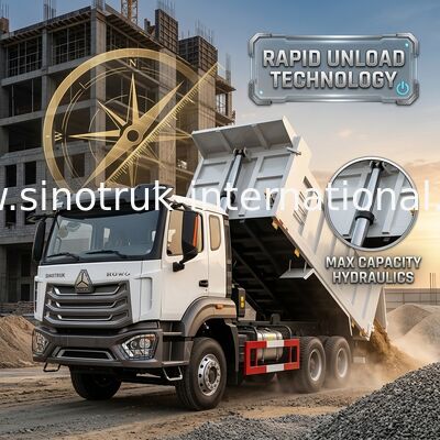 2 Passageiros Sinotruk Hohan Tipper Dump Truck Weichai Motor 6 × 4 LHD 380HP Com transmissão manual