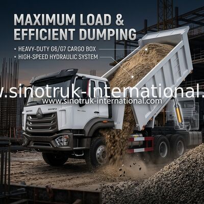 SINOTRUK HOHAN HOWO 380HP LHD Dump Truck 6X4 Cartão de Carga de Estilo Padronizado