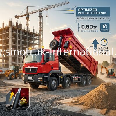 Sinotruk Howo Carregador de descarga Tx 400hp Euro 2 8 × 4 Lhd U Shape Cargo Box Vermelho