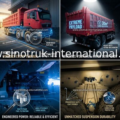 Sinotruk Howo Dump Truck Tx 400Hp Euro 2 8 × 4 Lhd 12 rodas Vermelho