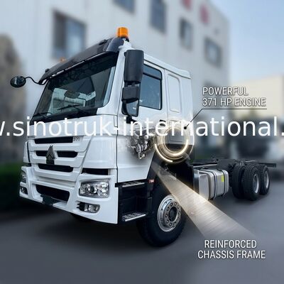 SINOTRUK HOWO Chassi de caminhão SINOTRUK Motor371HP 6 × 4 RHD Com luz de aviso Usado em camião de descarga camião de carga camião de água