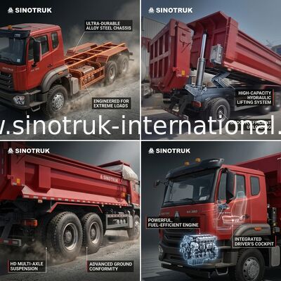 Sinotruk Hohan New Howo Tipper Dump Truck N7 8 × 4 12 rodas 380Hp Lhd ou Rhd Com contentor de telhado tipo U