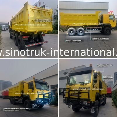Sinotruk Howo Tipper Dump Truck 6 × 6 tração integral com 14.00R20 Pneus únicos 380 hp