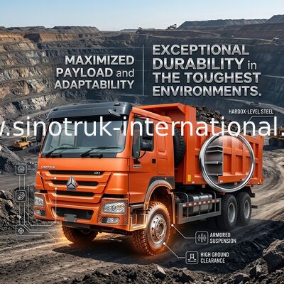 Sinotruk Howo Tipper Dump Truck 400Hp 8 × 4 Rhd 12 Rodas Big Tray 7600mm