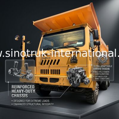 Sinotruk Howo Mining Tipper Dump Truck 90Tons 6 × 4 Corpo de carga de aço de alta resistência