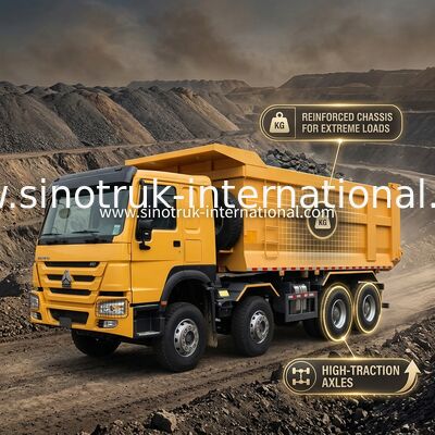 Sinotruk Howo Dump Truck 8 × 4 Lhd 12 Rodas U Forma de corpo do tipper Euro 2