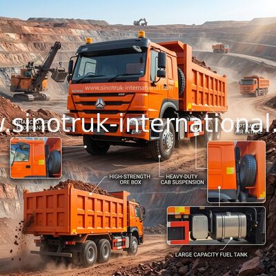 400HP Orange HOWO Carrinho RHD 6×4 10 Rodas Alta potência