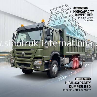 RHD 6×4 10 rodas ZZ3257V3847B1R 400HP Green HOWO Tipper Truck Alta potência