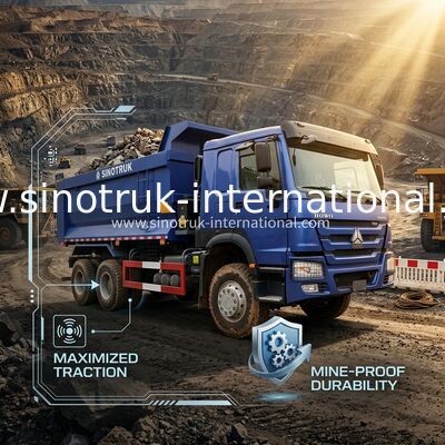 Full DriveConsumo de combustível baixo 380HP Blue HOWO Tipper Truck RHD 6×6 10 rodas