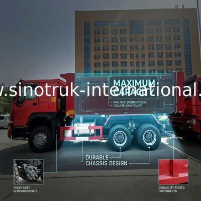 SINOTRUK HOWO Tipper Dump Truck RHD 6×4 336HP na cor vermelha