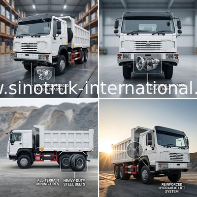 Sinotruk Howo Tipper Dump Truck 6 × 6 Tração integral 10 rodas 380 hp
