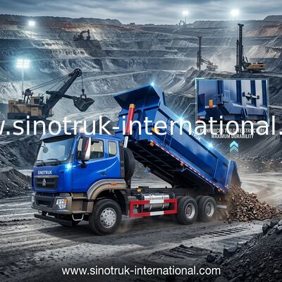 SINOTRUK HOWO Caminhão de descarga de volante 6 × 4 10 rodas RHD 380Hp U Tipo 1 luz de aviso