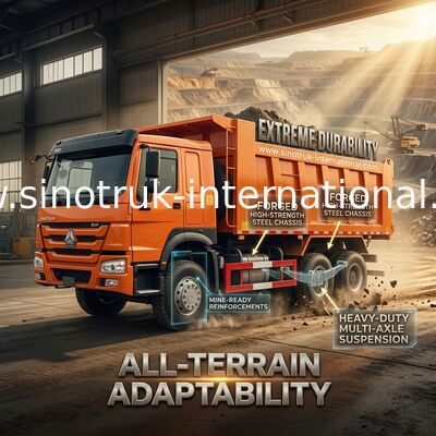 Sinotruk Howo Tipper Dump Truck Weichai 380Hp 6 × 4 5200 - 5800mm Para exportação