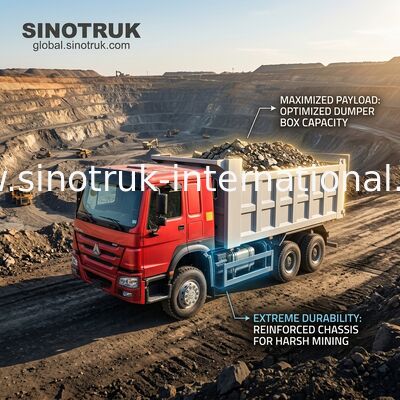 Sinotruk Howo Tipper Dump Truck 400Hp 6 × 4 20CBM cilindro hidráulico de elevação frontal