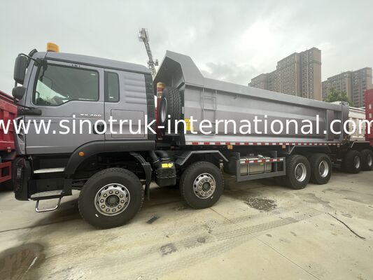 Caminhão de carga pesada HOWO TX 8X4 400HP Duplo eixo traseiro 16T Duplo 9.5T cinza