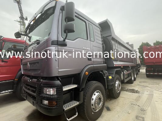Caminhão de carga pesada HOWO TX 8X4 400HP Duplo eixo traseiro 16T Duplo 9.5T cinza