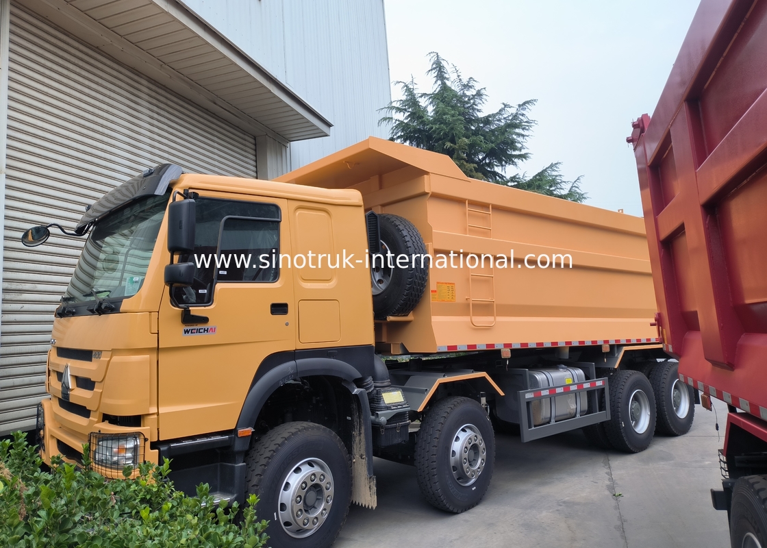 Sinotruk Howo Dump Truck 8 × 4 Lhd 12 Rodas U Forma de corpo do tipper Euro 2