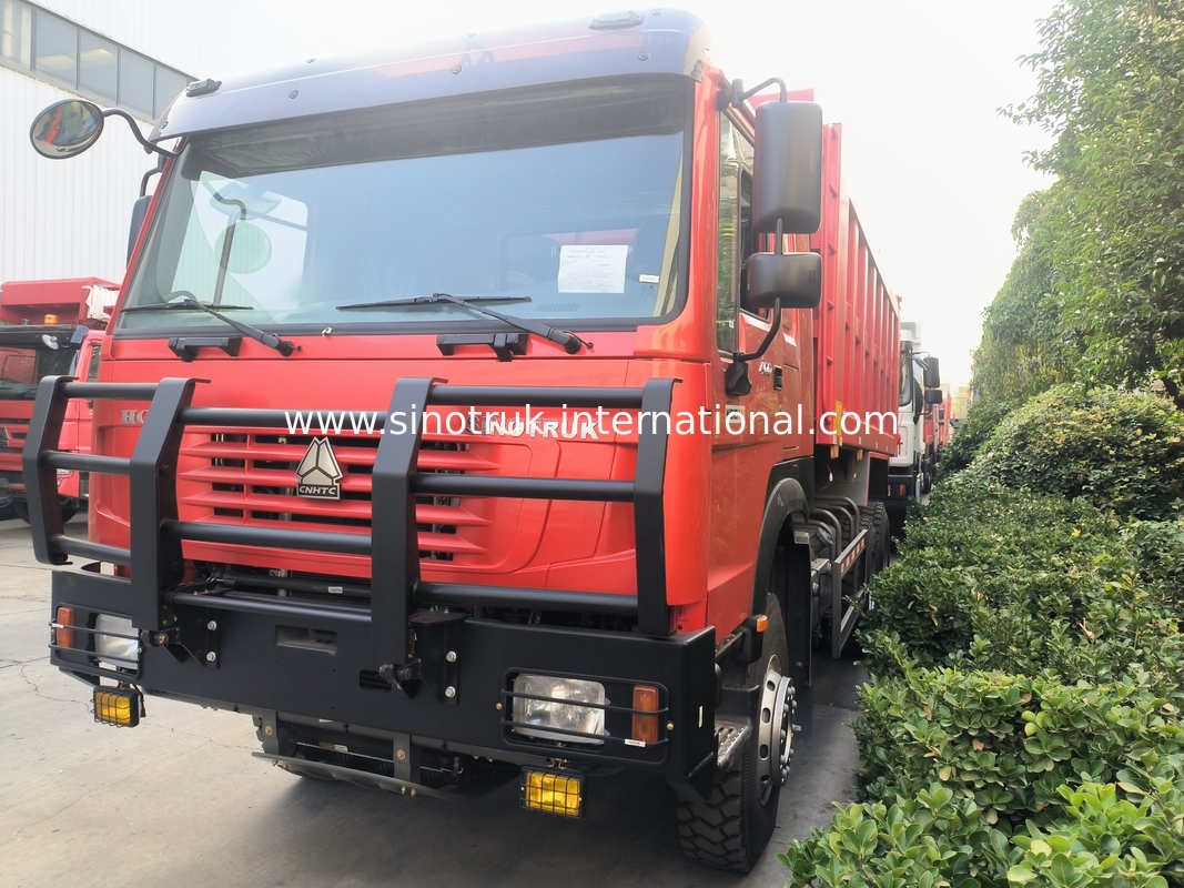 Sinotruk Howo Dump Truck 6 × 4 Lhd 10 rodas Ghost Face Bumper Pneus de mineração