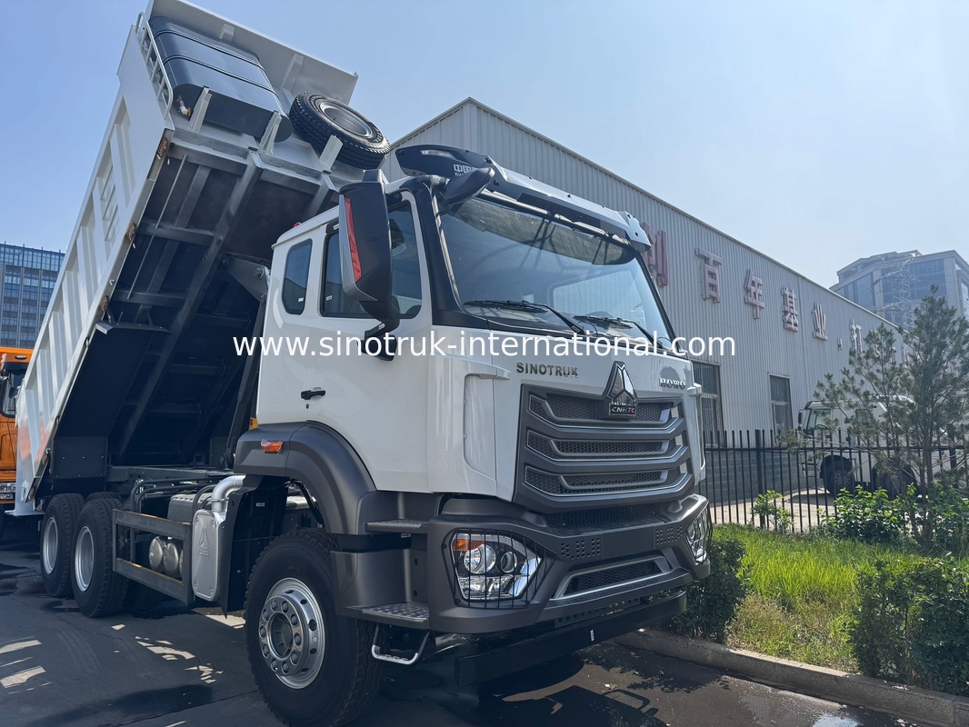 SINOTRUK HOHAN Howo Caminhão Basculante Basculante Elevação Média Motor Weichai 6 × 4 LHD Caixa de Carga Retangular Branco 19-20CBM