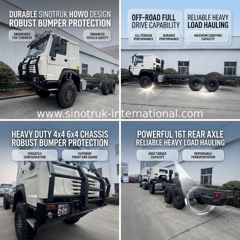 Chassi de Caminhão SINOTRUK HOWO 6X6 Tração Integral com Para-choque