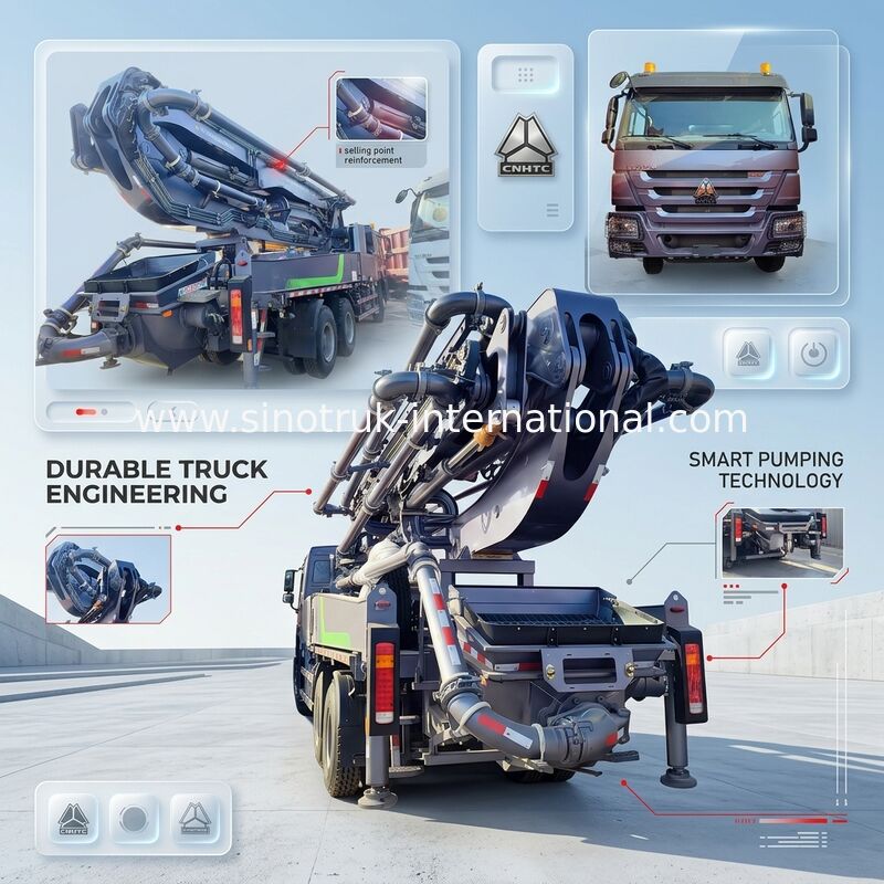 High Rise Mastery HOWO 380HP Smart Pump Trucks 52m Boom 6x4 Tração para verticais incomparáveis