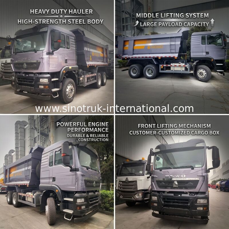 SINOTRUK HOWO TX Carrinho de descarga com um motor de 380 cv, carga útil de 30 a 40 toneladas e sistema de elevação médio