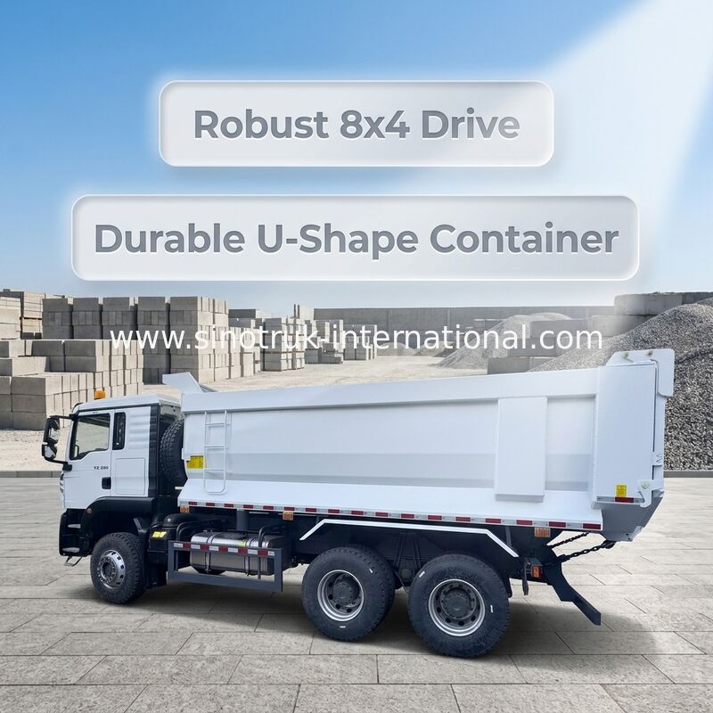 SINOTRUK HOWO TX Modelo 380HP LHD Dump Truck 6X4 Utype Container Branco