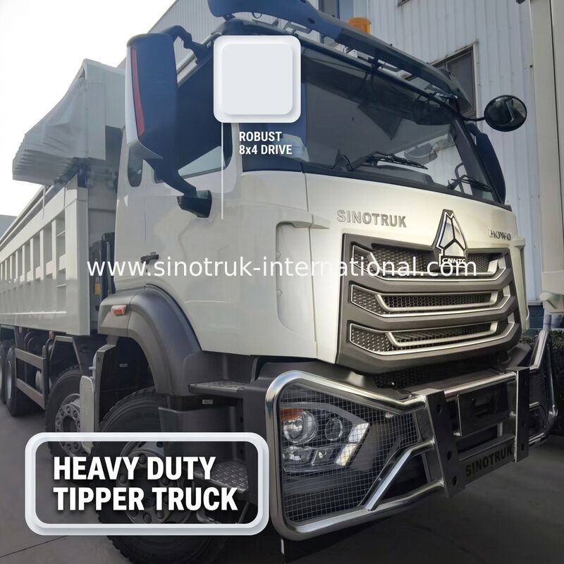 Sinotruk NX Tipper Dump Truck com motor de 371 HP, capacidade de 50-60T e 8×4 Drive para transporte pesado