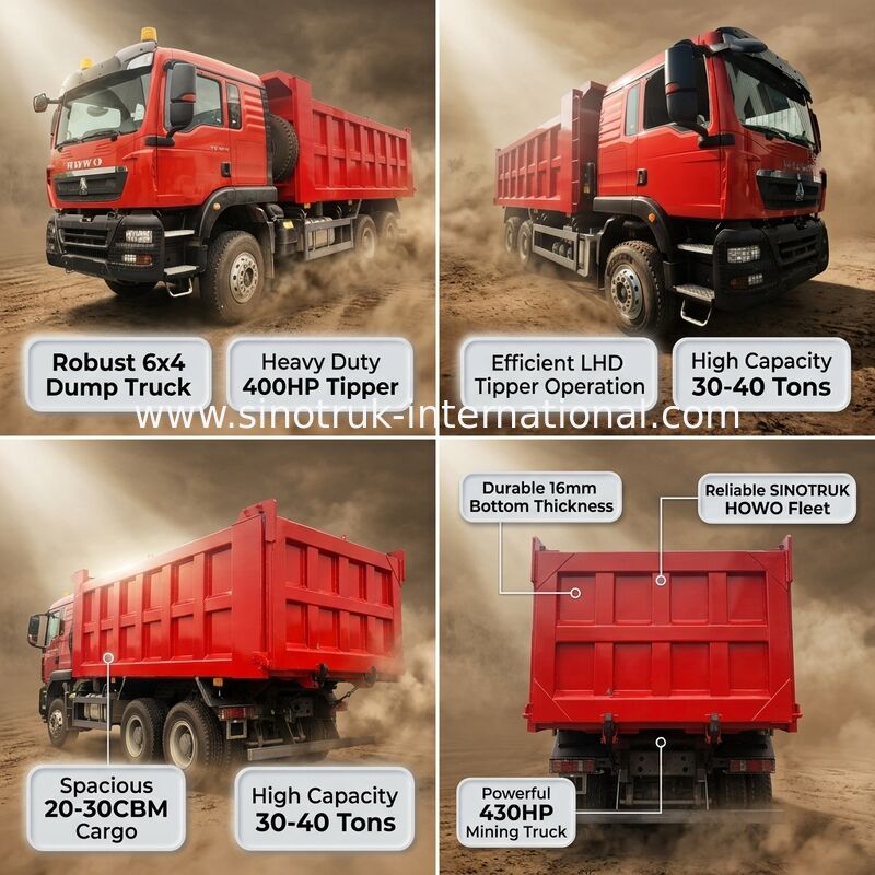 HOWO ZZ3257V384GB1 Carrinho de descarga de compressão 400HP 6x4 LHD
