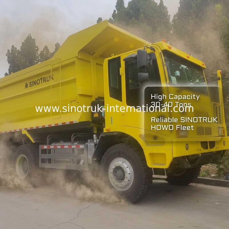 Caminhão basculante de mineração Sinotruk com motor 430HP modelo de acionamento 6x4 e caixa de carga com espessura inferior de 16 mm