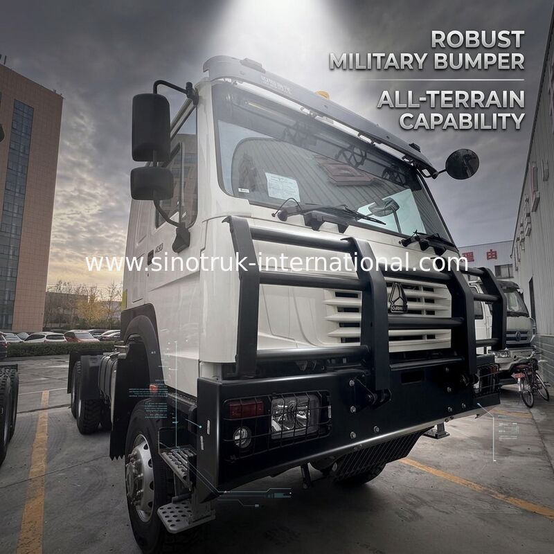 SINOTRUK HOWO Ghost Face cabina Tractor Truck 6X6 Euro 2 430 HP parachoque militar Branco
