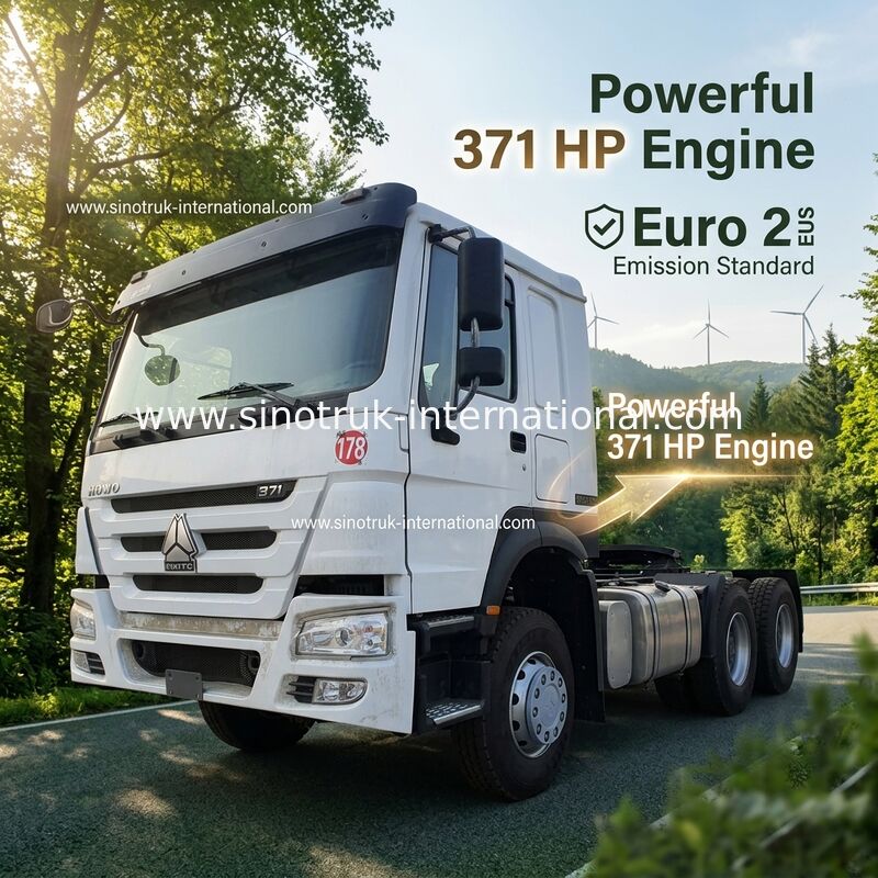 HOWO A7 Caminhão de trator usado LHD 6X4 Euro 2 371 HP Com direção hidráulica assistida por potência Branco
