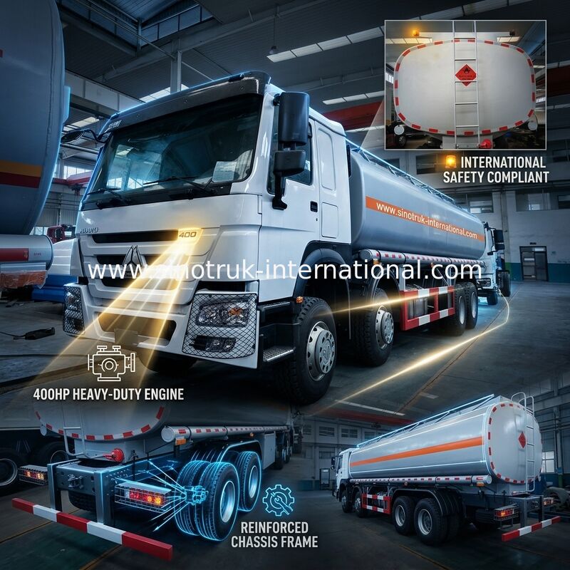 Caminhão de tanque 8X4 do óleo da eficiência elevada LHD Euro2 400HP 31000KG