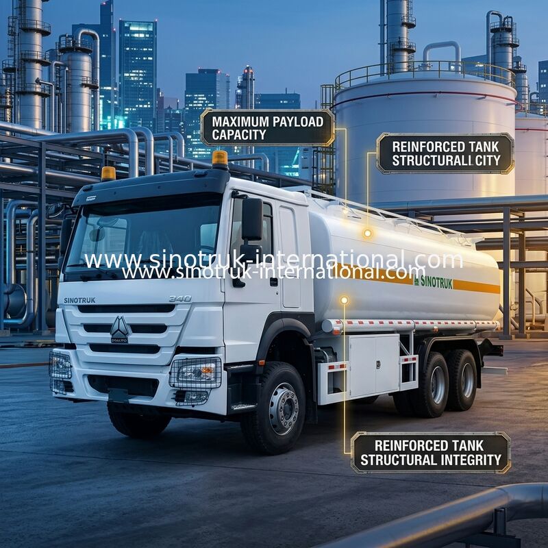 Caminhão Tanque de Combustível Sinotruk Howo 20CBM 10 Rodas 340Cv 6 × 4 Múltiplos Compartimentos